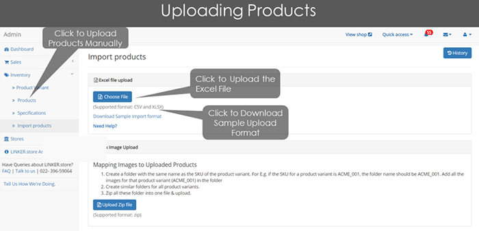 Product uploading page Product uploading page