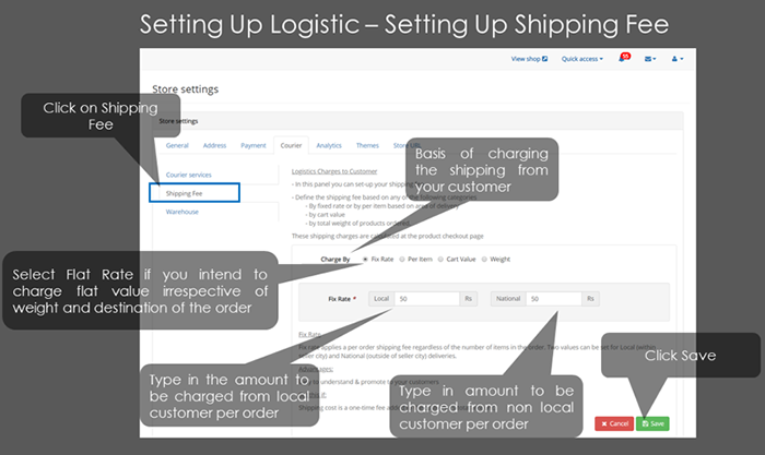 Setting up shipping fee Setting up shipping fee