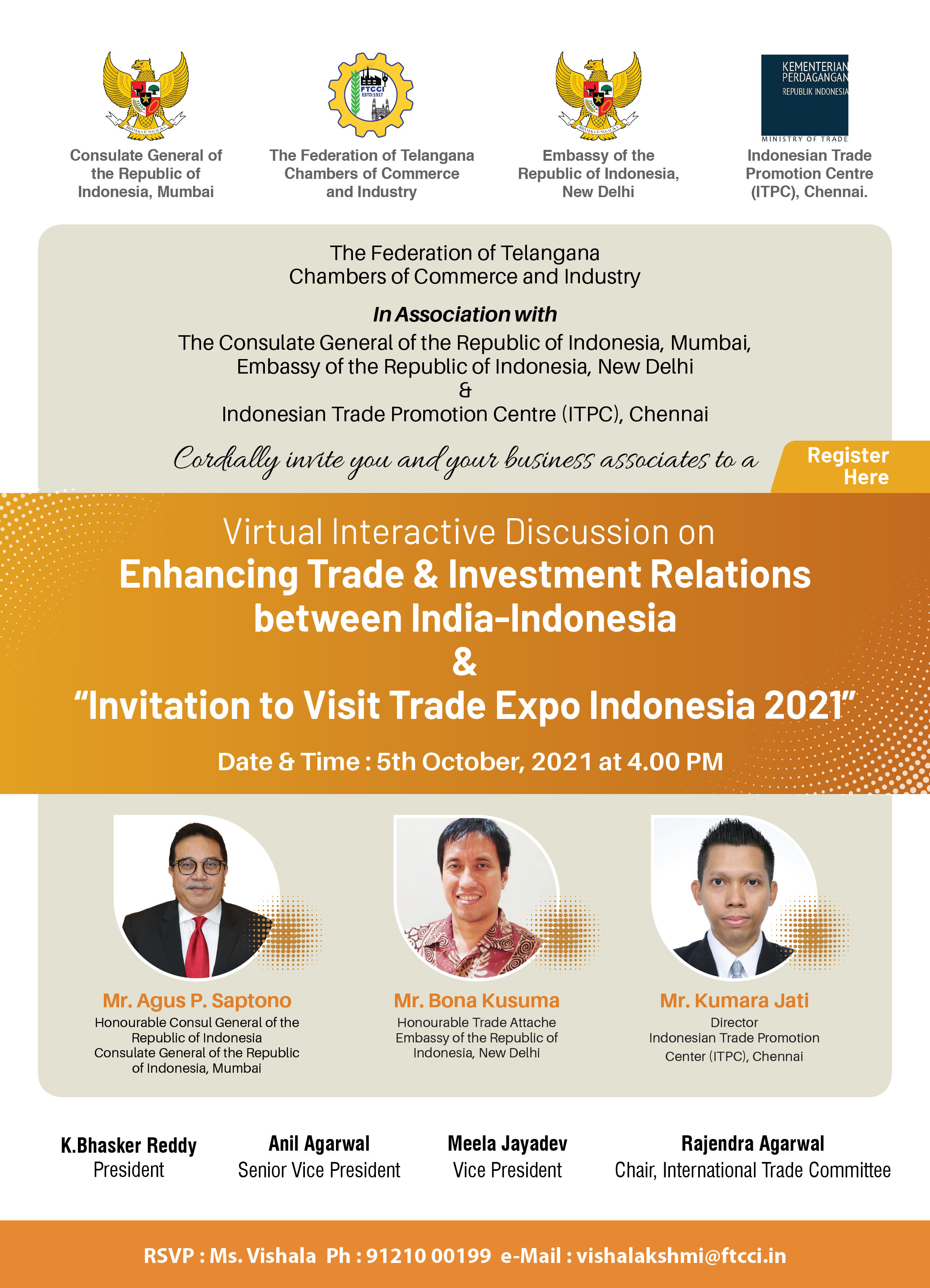 Virtual Interactive Discussion on Enhancing Trade & Investment Relations between India-Indonesia & “Invitation to Visit Trade Expo Indonesia 2021”