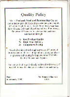 QUALITY  CERTIFICATES