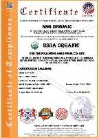 COMPLAINCE CERTIFICATE OF USDA ORGANIC