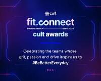 promotional visual for "Cult Fit Connect" or "Cult Awards," celebrating teams.